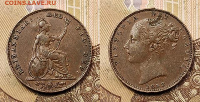 1 фартинг 1853 №2 Виктория Великобритания 28.08.2021 в 22:00 - 037