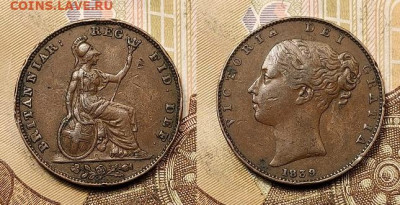 1 фартинг 1839 №2 Виктория Великобритания 28.08.2021 в 22:00 - 017