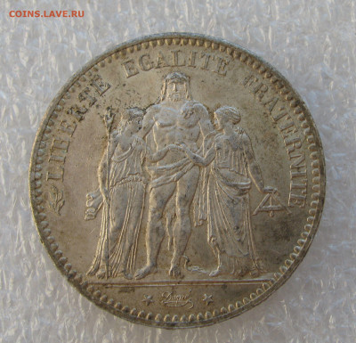 Франция. Третья республика. 5 ФРАНКОВ 1877 года.	UNC. - 5Фр1877 (6).JPG