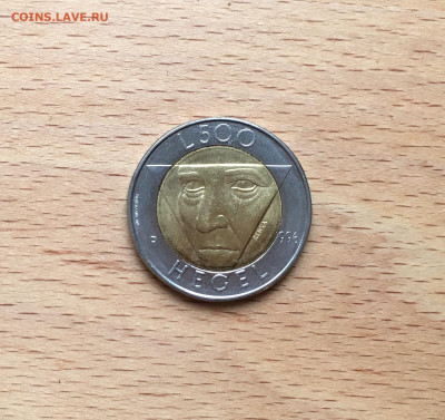 биметалл Сан Марино 500 лир 1996 философ Гегель - IMG_9272.JPG
