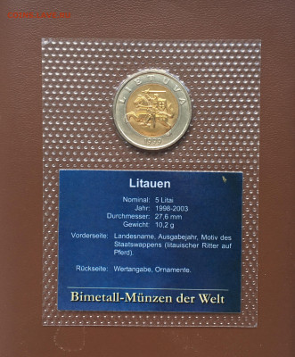 биметалл Литва 5 лит 1999 Рыцарь UNC блистер в запайке - IMG_9342.JPG