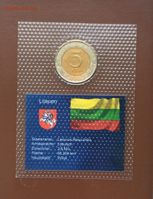 биметалл Литва 5 лит 1999 Рыцарь UNC блистер в запайке - IMG_9345.JPG