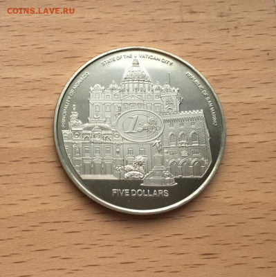 Крона Шайба Либерия 5$ долларов 2003 Введение Евро в Монако - krona_shajba_liberija_5_dollarov_2003_vvedenie_evro_v_monako_vatikane_i_san_marino