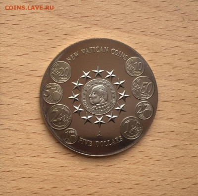 Крона Шайба Либерия 5 долларов 2004 Новые монеты Ватикана Ев - krona_shajba_liberija_5_dollarov_2004_novye_monety_vatikana_evro_evrocenty_papa_rimskij (2)
