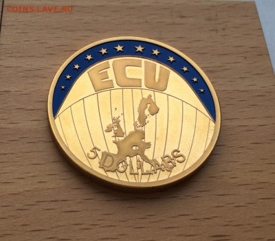 Крона Шайба Либерия 5$ долларов 2001 Экю Proof Пруф - krona_shajba_liberija_5_dollarov_2001_ekju_proof_pruf