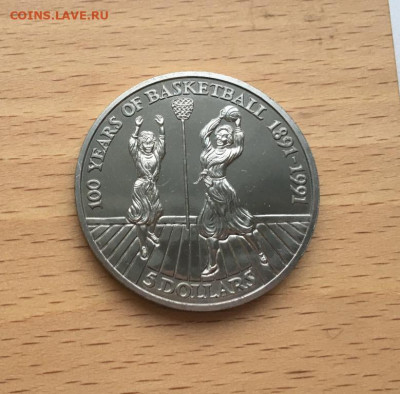 Крона Шайба Ниуэ 5$ долларов 1991 100 лет баскетболу - krona_shajba_niue_5_dollarov_1991_100_let_basketbolu