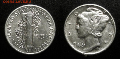 США – 1 дайм (1944) до 08.09 (22.00) - США – 1 дайм (1944) «Меркурий» (Аg)