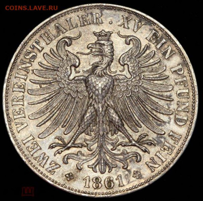 2 талера Франкфурт 1861г. - 245763839.1