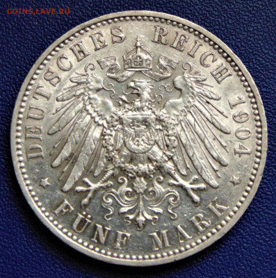 2 марки 1901 Ольденбург, 5 марок 1908 Любек и 1903 Саксония - SA-5-1904-.JPG