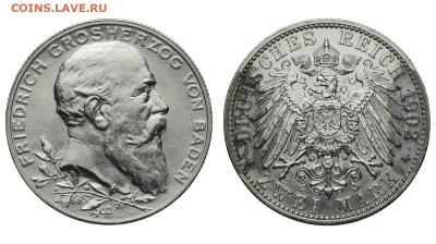 Баден. 2 марки 1902 г. 50 лет правлению. До 11.09.21. - Р562.JPG