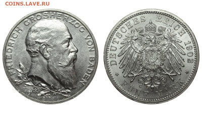 Баден. 5 марок 1902 г. 50 лет правлению. До 11.09.21. - Р462.JPG