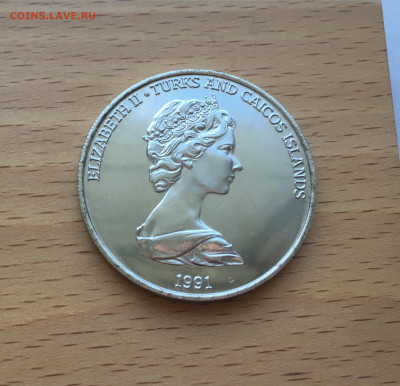 Крона Шайба Тёркс и Кайкос 5 крон 1991 открытие Америки - IMG_0377.JPG