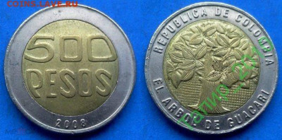 5 монет БИМ. Разные. До 15.09 в 22.15 - Колумбия 500 песо 2008 БИМ