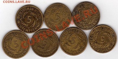 ГЕРМАНИЯ 5 ПФЕННИГОВ 1923-1936 (7ШТ.) ДО 31.10.11 В22Ч (482) - img955