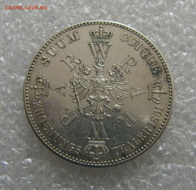 Королевство Пруссия. Вильгельм I. 1 ТАЛЕР 1861 года. Коронац - Талер (5).JPG