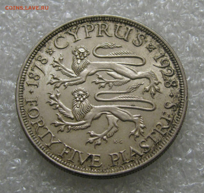 Британский Кипр. Георг V. 45 ПИАСТРОВ 1928 года. UNC. - 45 пиастров (4).JPG