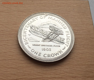 Крона Шайба Остров Мэн 1 крона 1983 Биплан самолёт - IMG_0731.JPG