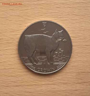 Крона Шайба Остров Мэн 1 крона 1988 Мэнкс Кошка - IMG_0739.JPG