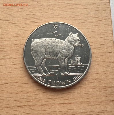 Крона Шайба Остров Мэн 1 крона 1988 Мэнкс Кошка - IMG_0741.JPG