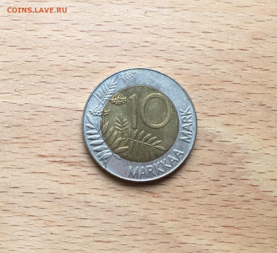 биметалл Финляндия 10 марок 1993 птица Глухарь - IMG_9250.JPG