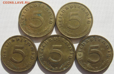 Германия 3 рейх 5 пфеннигов 1938 A, D (5 шт.) до 24.09 22:00 - IMG_0211.JPG
