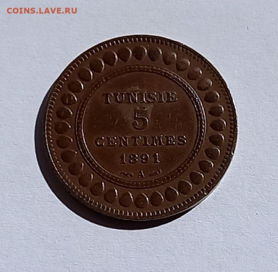 Тунис. 5 сантимов 1891 Состояние! - 2