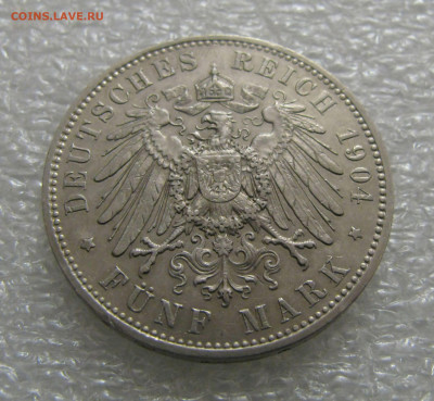 Королевство Саксония. Георг. 5 МАРОК 1904 года. - 5мр1904 (5).JPG