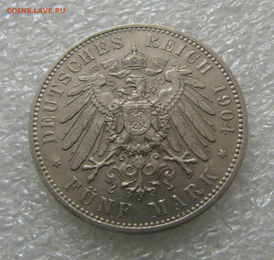 Королевство Саксония. Георг. 5 МАРОК 1904 года. - 5мр1904 (4).JPG