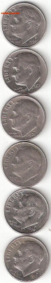 США: 10 центов (Даймы) - 6 монет 06Д - ДАЙМЫ-6шт р 06Д