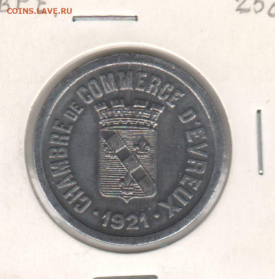 Франция - токен г.Эвре, 25 сантимов, 1921 - evreux1921