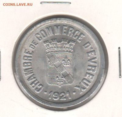 Франция - токен г.Эвре, 25 сантимов, 1921 №2 - 25 сантимов 1921 (2)