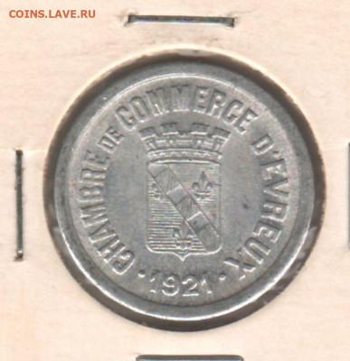 Франция - токен г.Эвре, 10 сантимов, 1921 №2 - 10 сантимов 1921