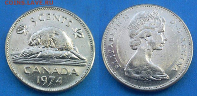 Канада - 5 центов 1974 года до 10.10 - Канада 5 центов, 1974