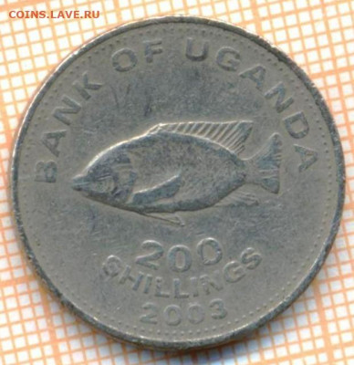 Уганда 200 шиллингов 2003 г., до 09.10.2021 г. 22.00 по Моск - Уганда 200 шиллингов 2003 3311