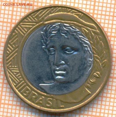 Бразилия 1 реал 2008 г., до 10.10.2021 г. 22.00 по Москве - Бразилия 1 реал 2008 3392а