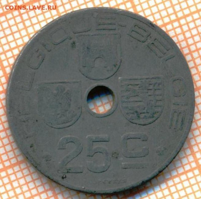 Бельгия 25 сантимов 1942 г., до 11.10.2021 г. 22.00 по Моск - Бельгия 25 сантимов 1942 3401