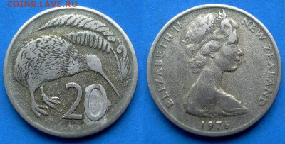 Новая Зеландия - 20 центов 1976 года (Фауна) до 12.10 - Новая Зеландия 20 центов, 1976