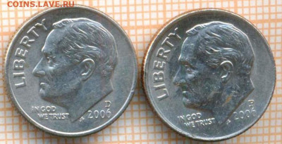 США 10 центов 2006 г. 2шт  разные дворы, до 12.10.2021 г. 22 - США 10 центов 2006 2 шт