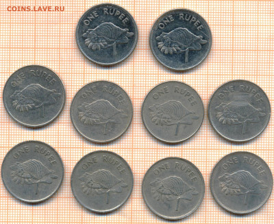 Сейшелы 1 рупия разных годов, фикс 1 шт 25 руб - малд 001