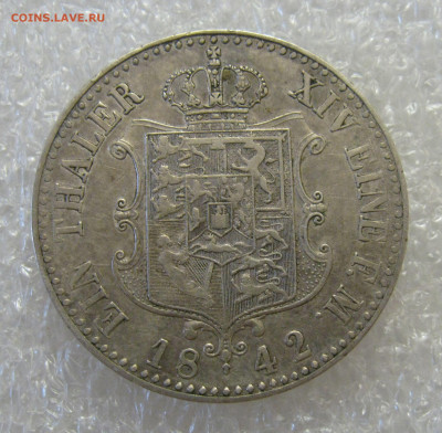 Королевство Ганновер. Эрнст Август I. 1 ТАЛЕР 1842 года. - Тл1842 (4).JPG