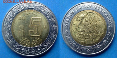 Мексика - 5 песо 1998 года (БИМ) до 17.10 - Мексика 5 песо, 1998