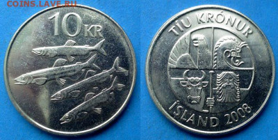 Исландия - 10 крон 2008 года (Фауна) до 17.10 - Исландия 10 крон, 2008