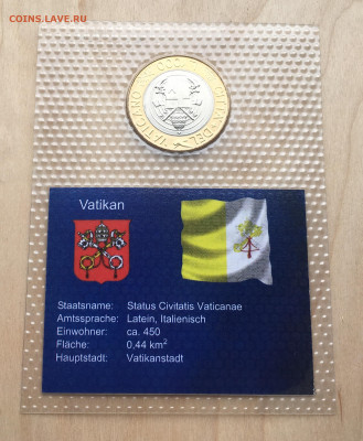 биметалл Ватикан 1000 лир 1998 Папа Римский блистер - IMG_0915.JPG