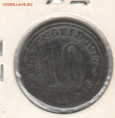 Нотгельд. Ваттеншайд, 10 пфеннигов, 1917. до 18.10.2021 - 2