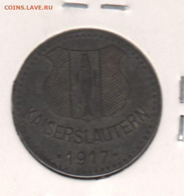 нотгельд. Кайзерслаутерн, 10 пфеннигов	1917 до 18.10.21. - 1
