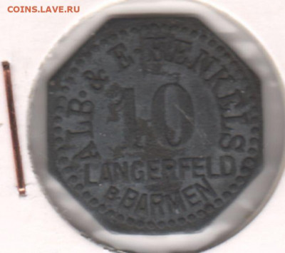 нотгельд. Лангерфельд 10 пфеннигов до 18.10.21. - 2