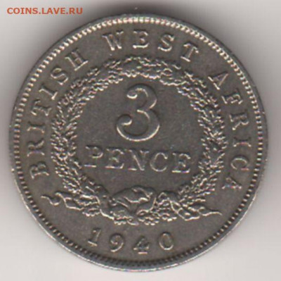 Британская западная африка, 3 пенса 1940 до 18.10.21. - 2