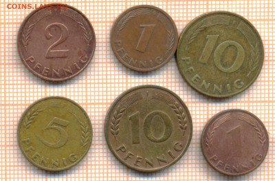 Германия 6 монет, до 19.10.2021 г. 22.00 по Москве - Германия 6 монет 3319а