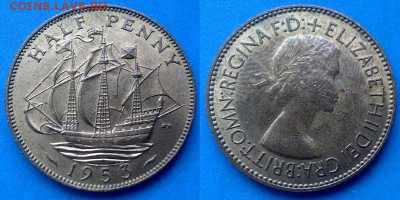 Великобритания - ½ пенни 1953 года до 20.10 - Великобритания 1.2 пенни, 1953