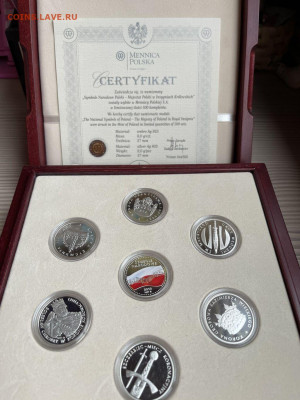 Польша, серебро, 7 шт в комплекте. Тираж 500 шт. Сертификат - польша